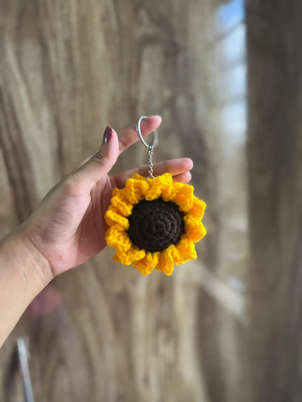 Sunflower Crochet Keychain