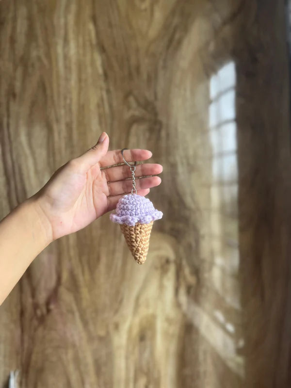 Ice Cream Crochet Keychain