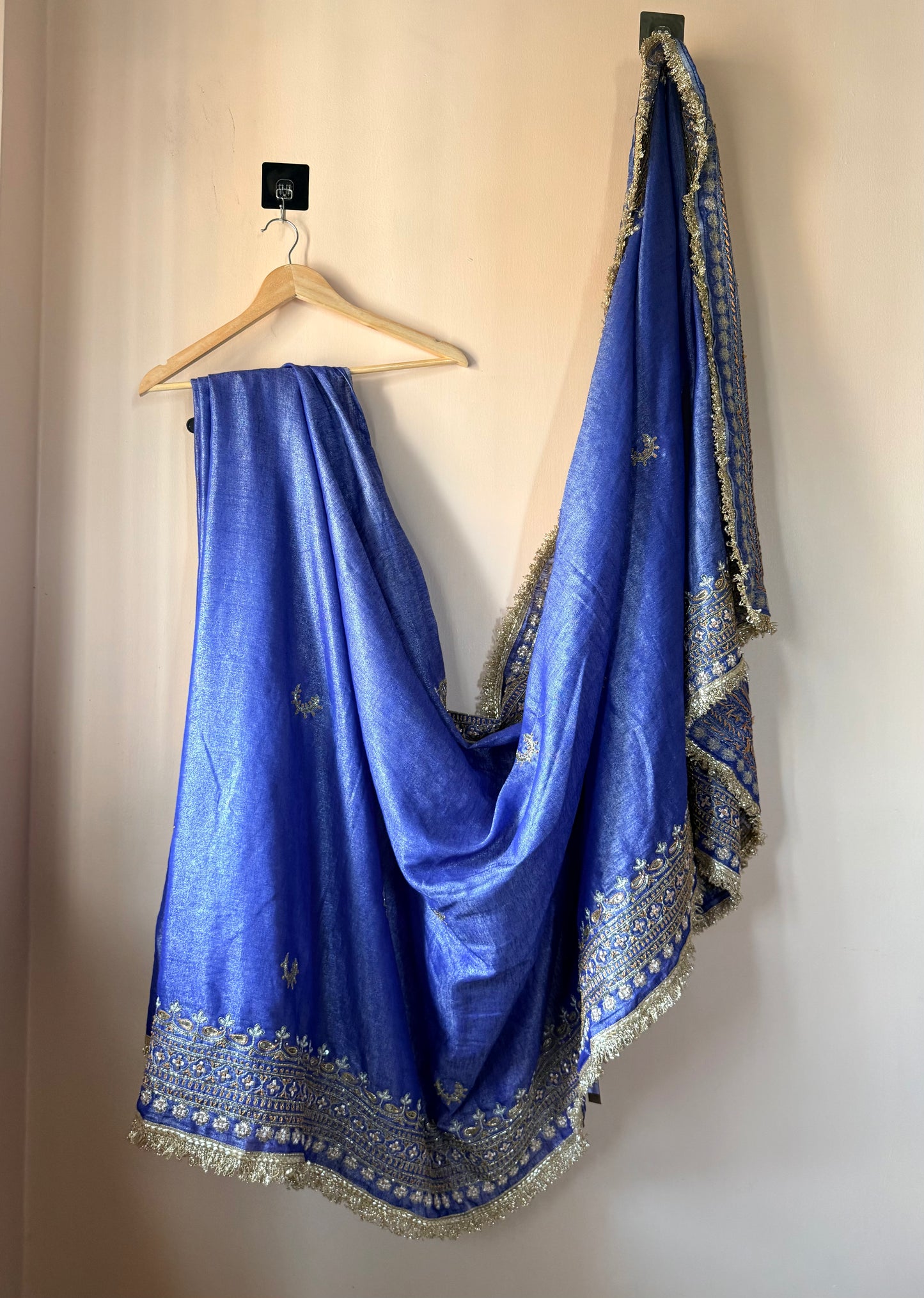 Royal Blue Karva Chauth Zardozi Saree – Chandni