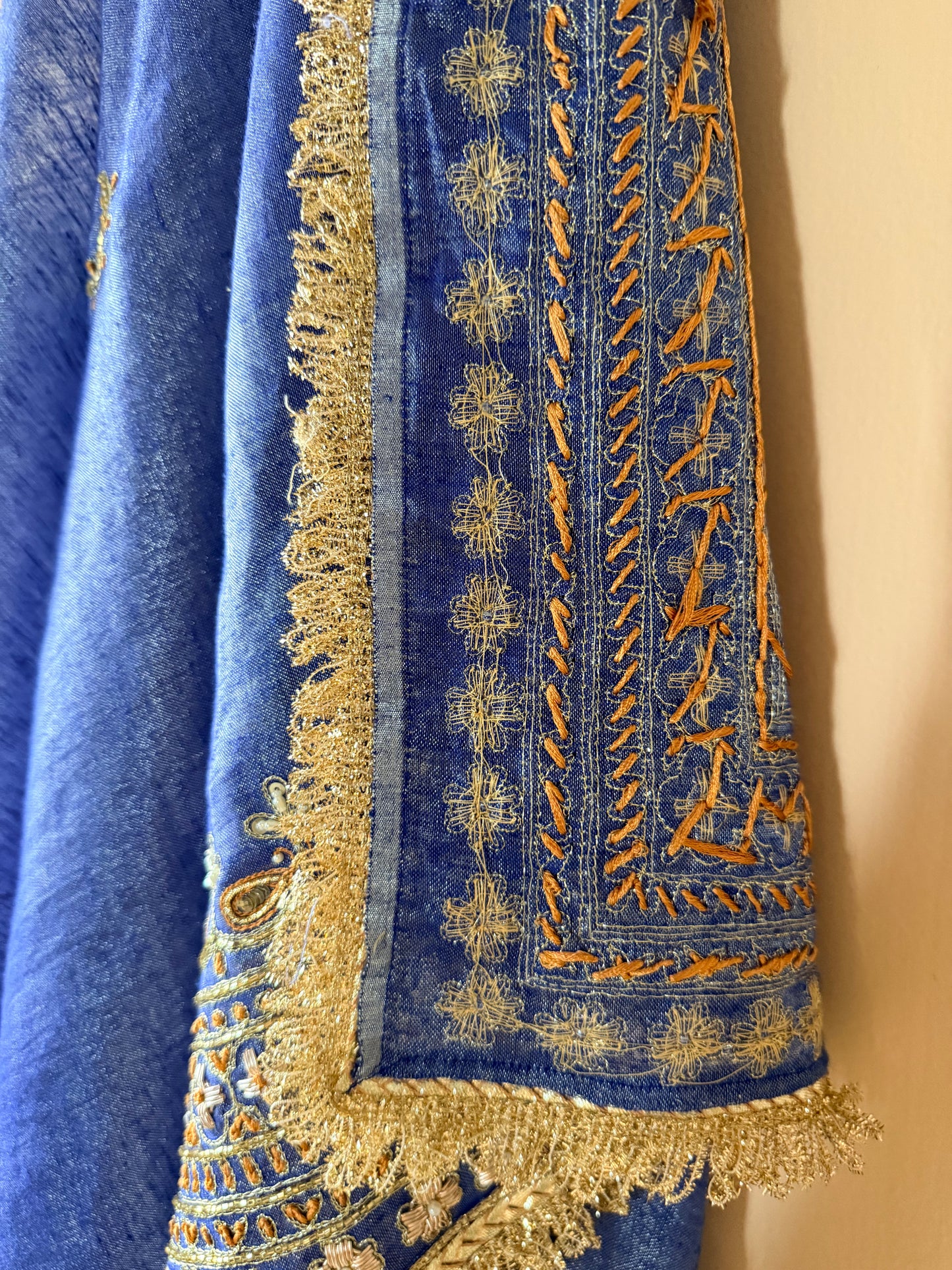 Royal Blue Karva Chauth Zardozi Saree – Chandni