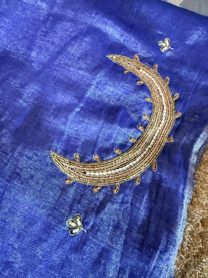 Royal Blue Karva Chauth Zardozi Saree – Chandni