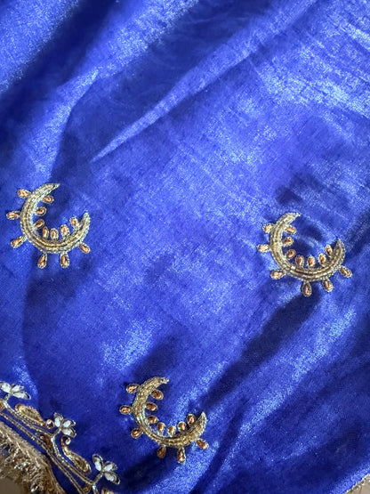 Royal Blue Karva Chauth Zardozi Saree – Chandni