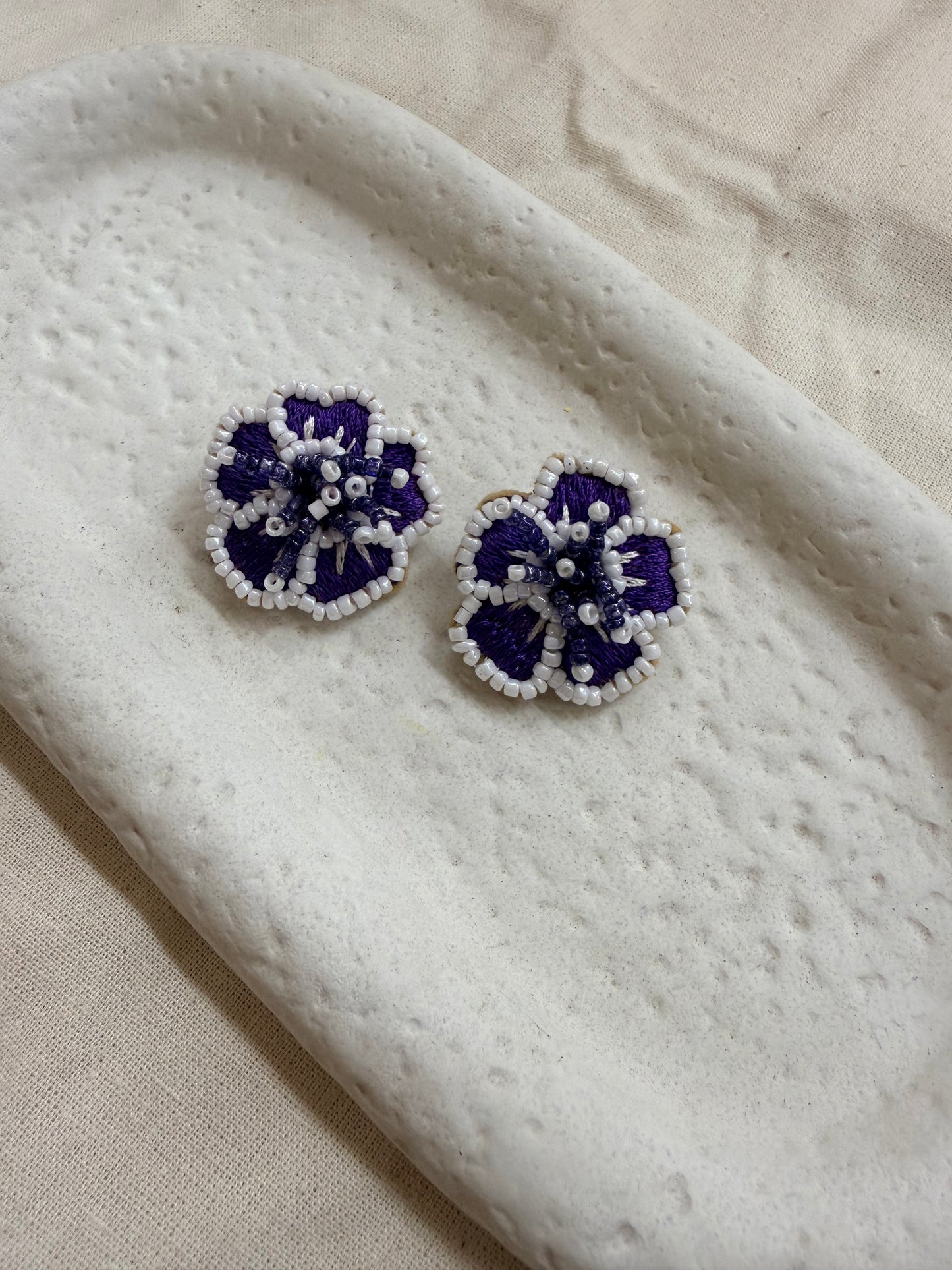 Earring Handmade Blue Resham Thread And Pearl