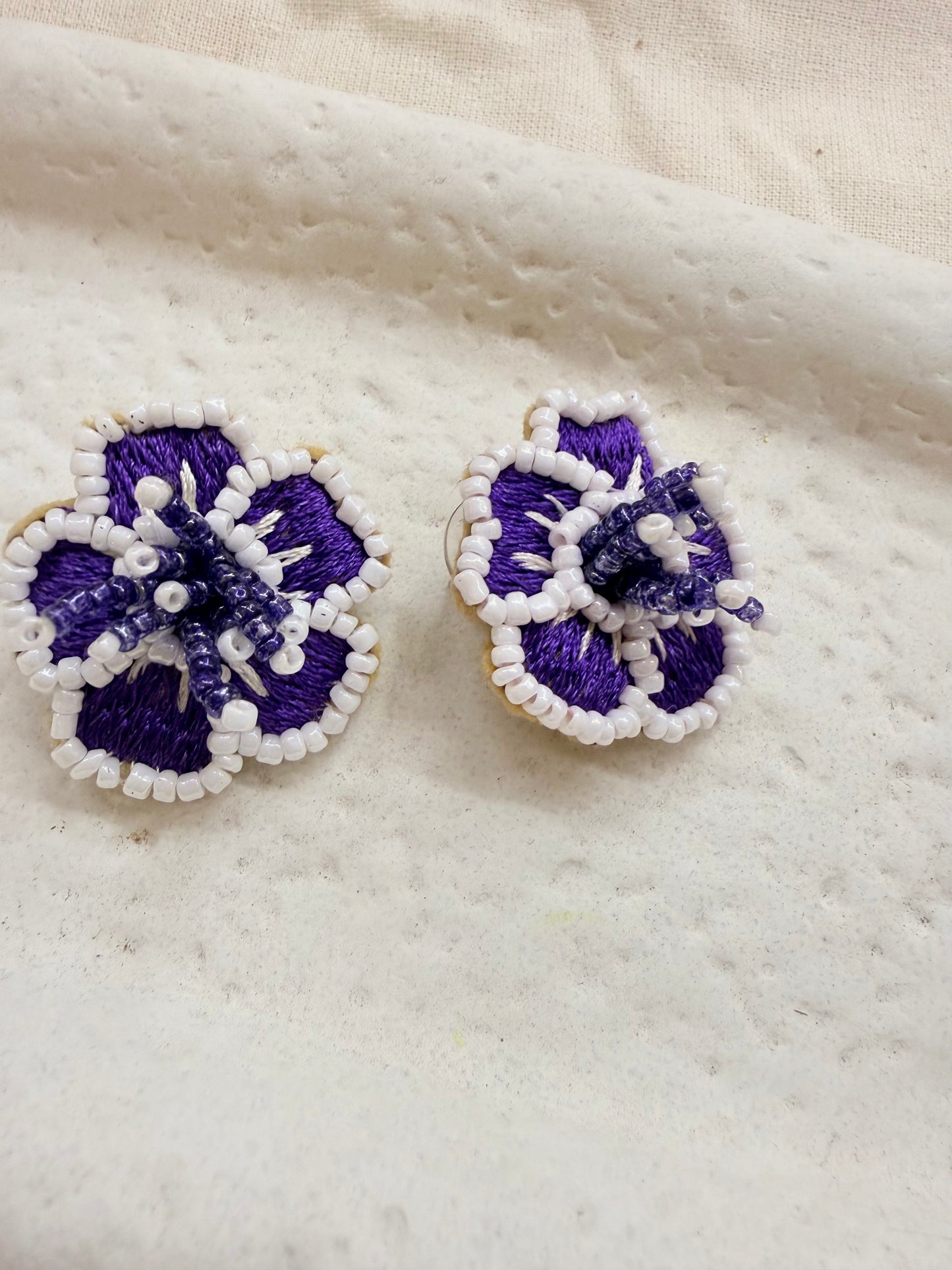 Earring Handmade Blue Resham Thread And Pearl