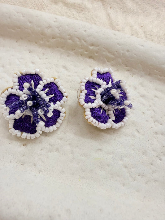 Earing Handmade Blue Resham Thread And Pearl