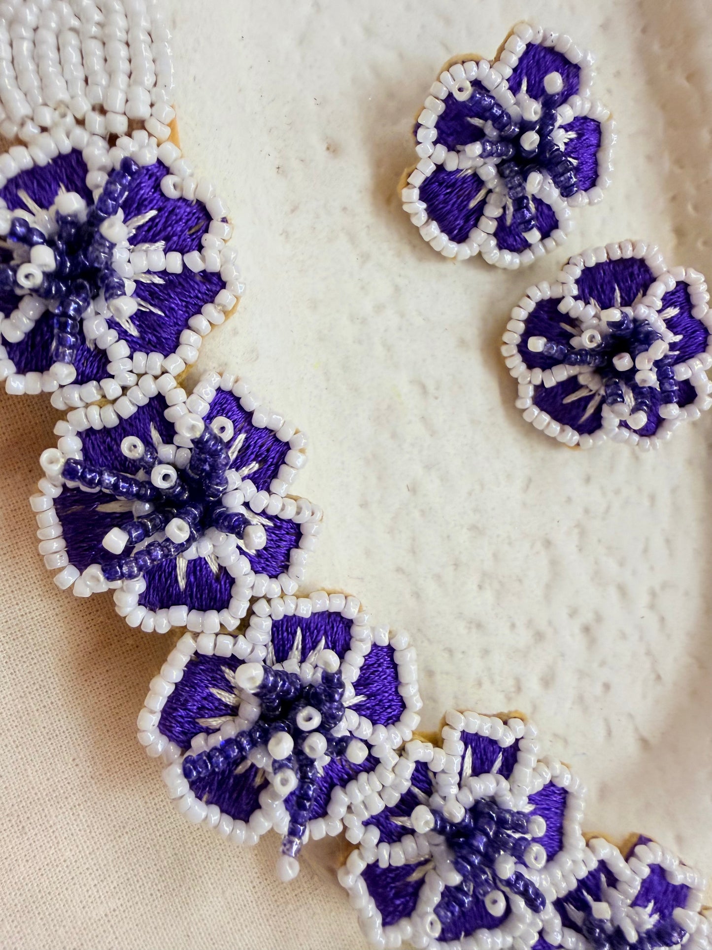 Necklace Set Handmade Blue Resham Thread And pearls