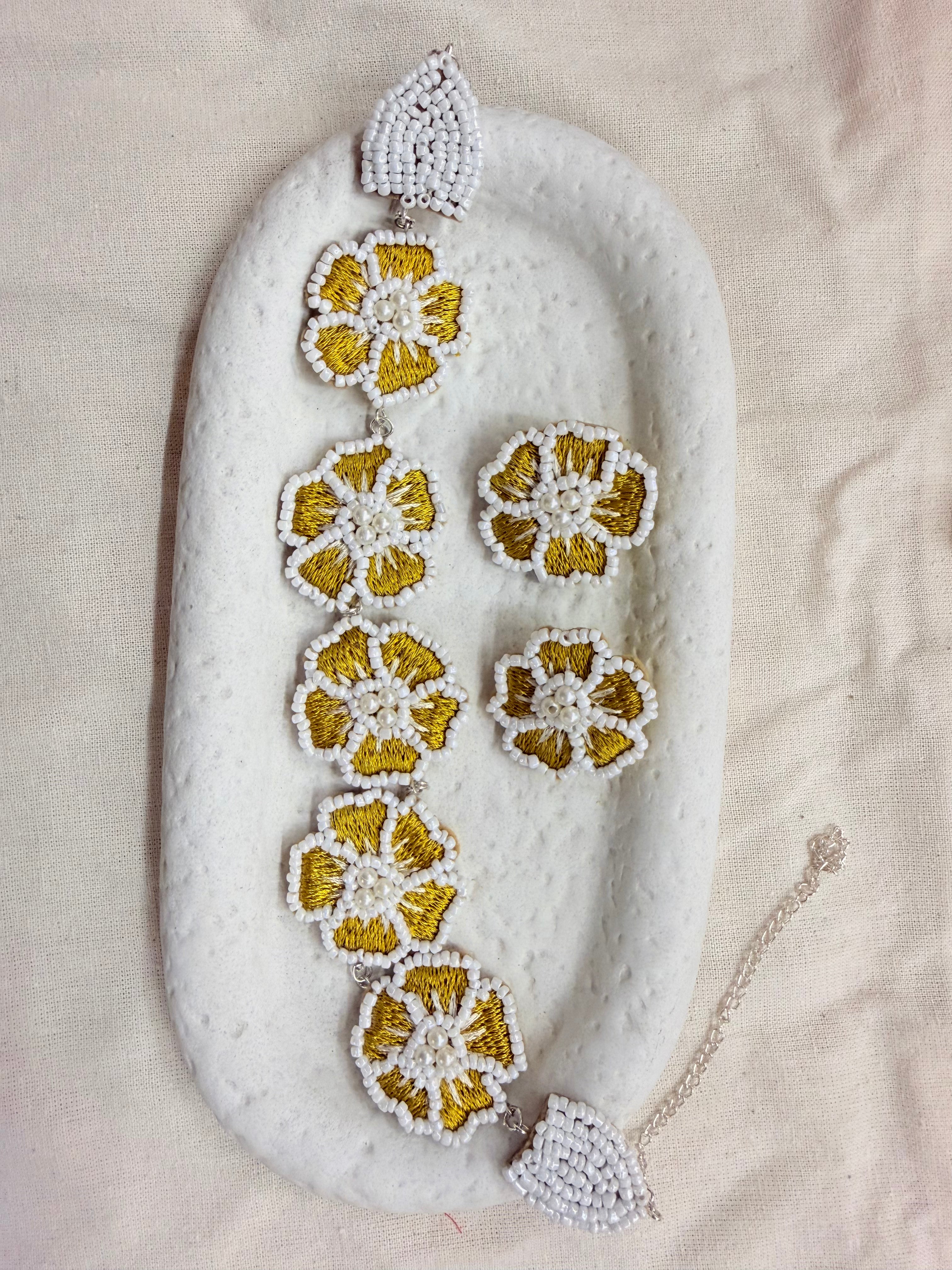 Aaira - Yellow Resham Thread And Pearl