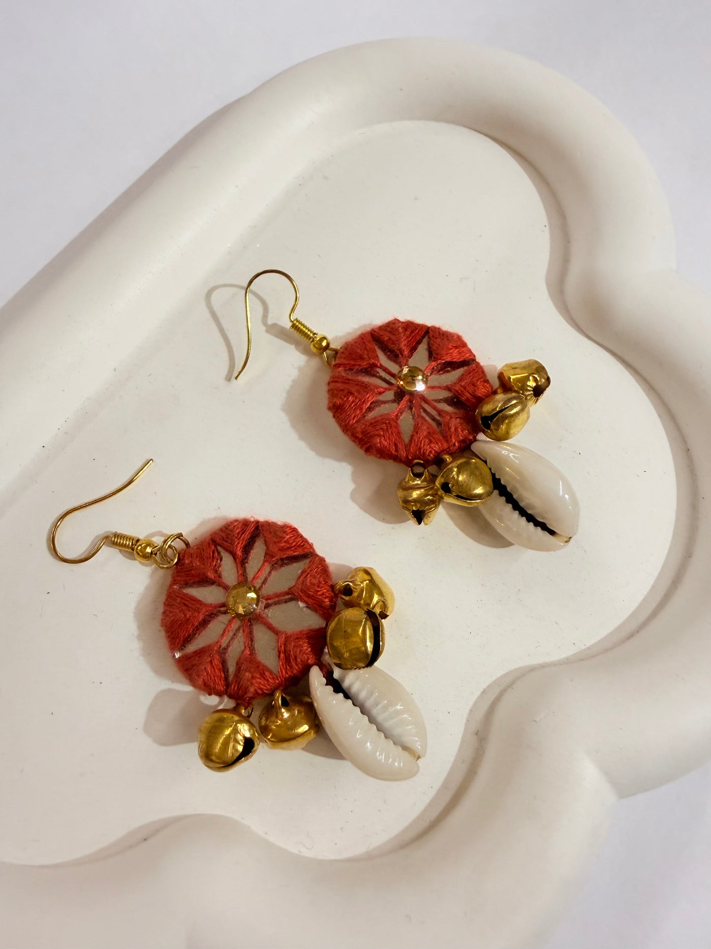 Earring Handmade Thread And Mirror Work