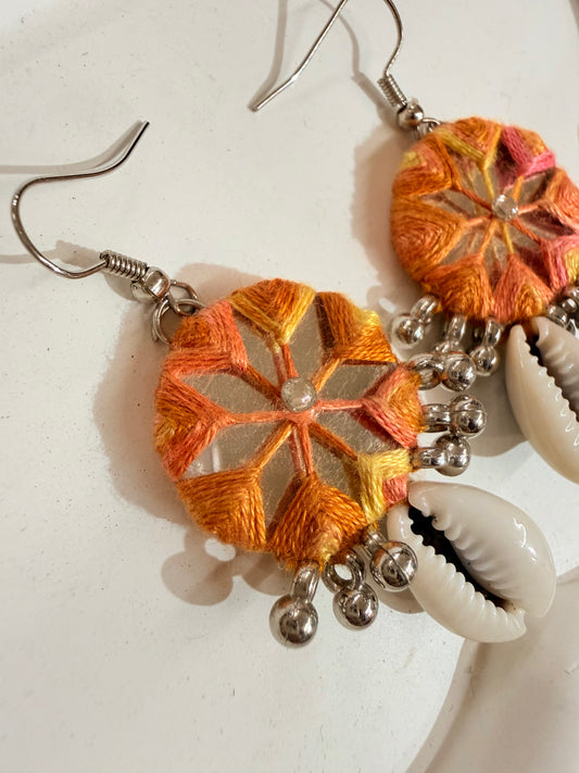 Earing Handmade Thread And Mirror Work