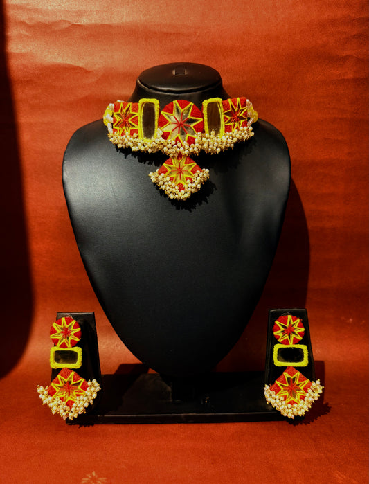 Necklace Set Handmade Thread And Mirror Work