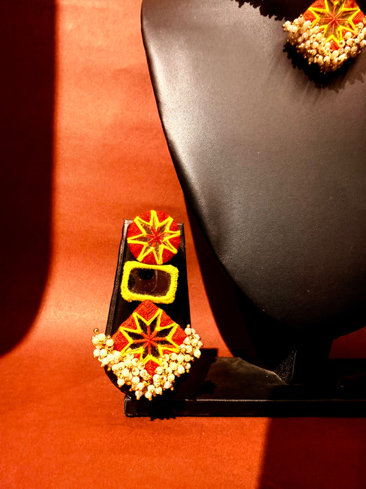 Necklace Set Handmade Thread And Mirror Work