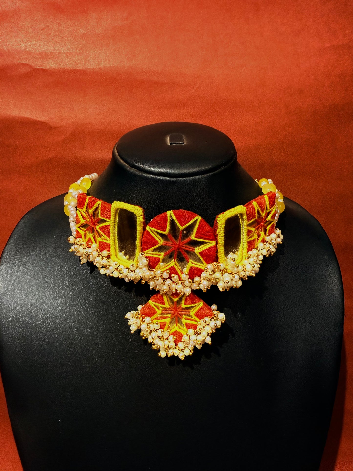 Necklace Set Handmade Thread And Mirror Work