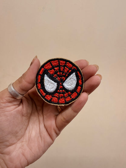 Spider-Man Mask Embroidered Brooch front