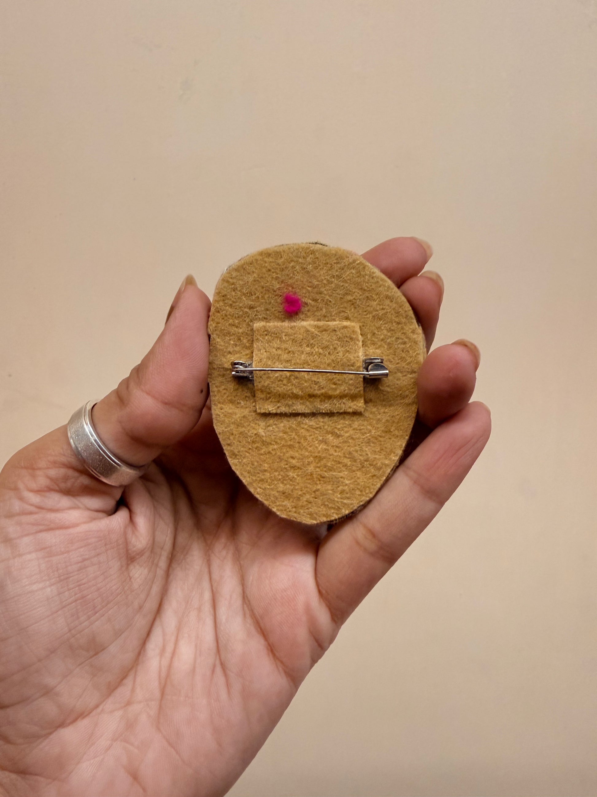 Spider-Man Face Embroidered Brooch back