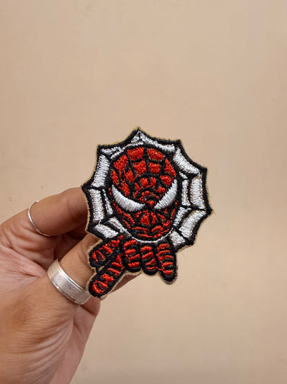 Spider-Man Red Web Embroidered Brooch front