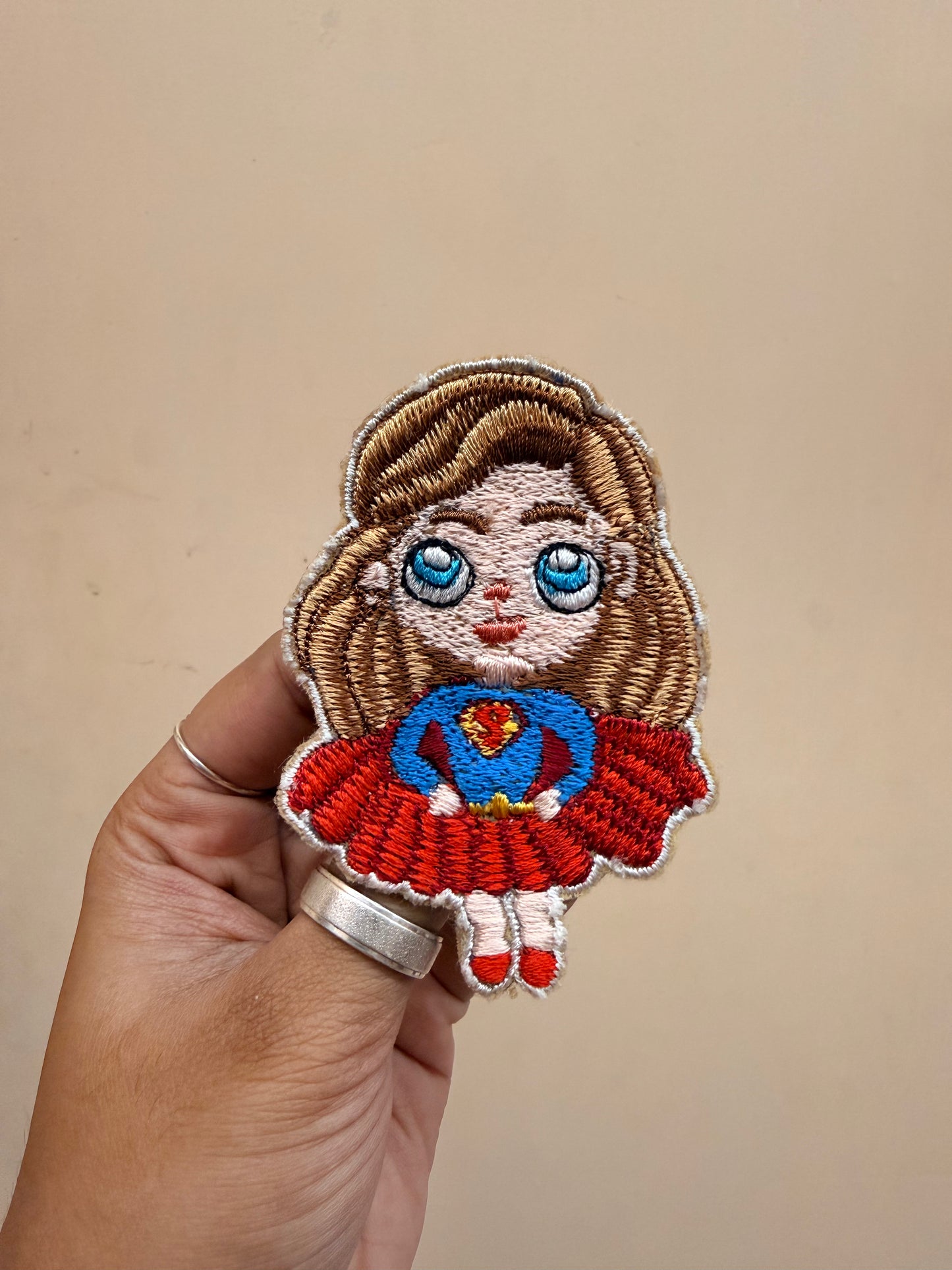 Doll Girl Embroidered Brooch front