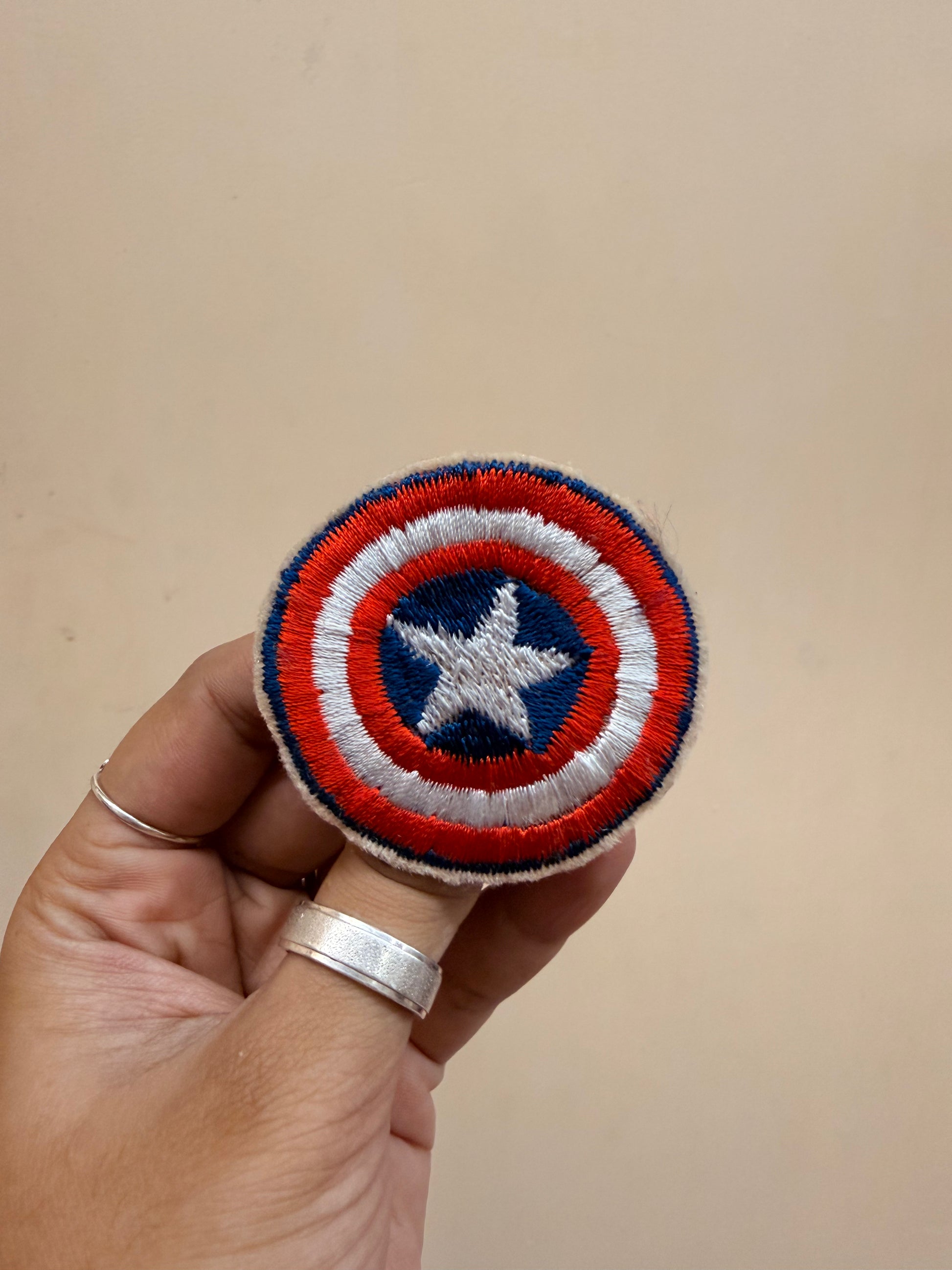 Captain America Shield Embroidered Brooch front