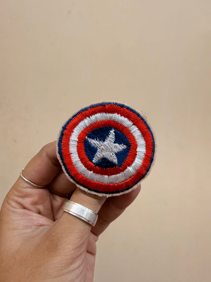 Captain America Shield Embroidered Brooch front