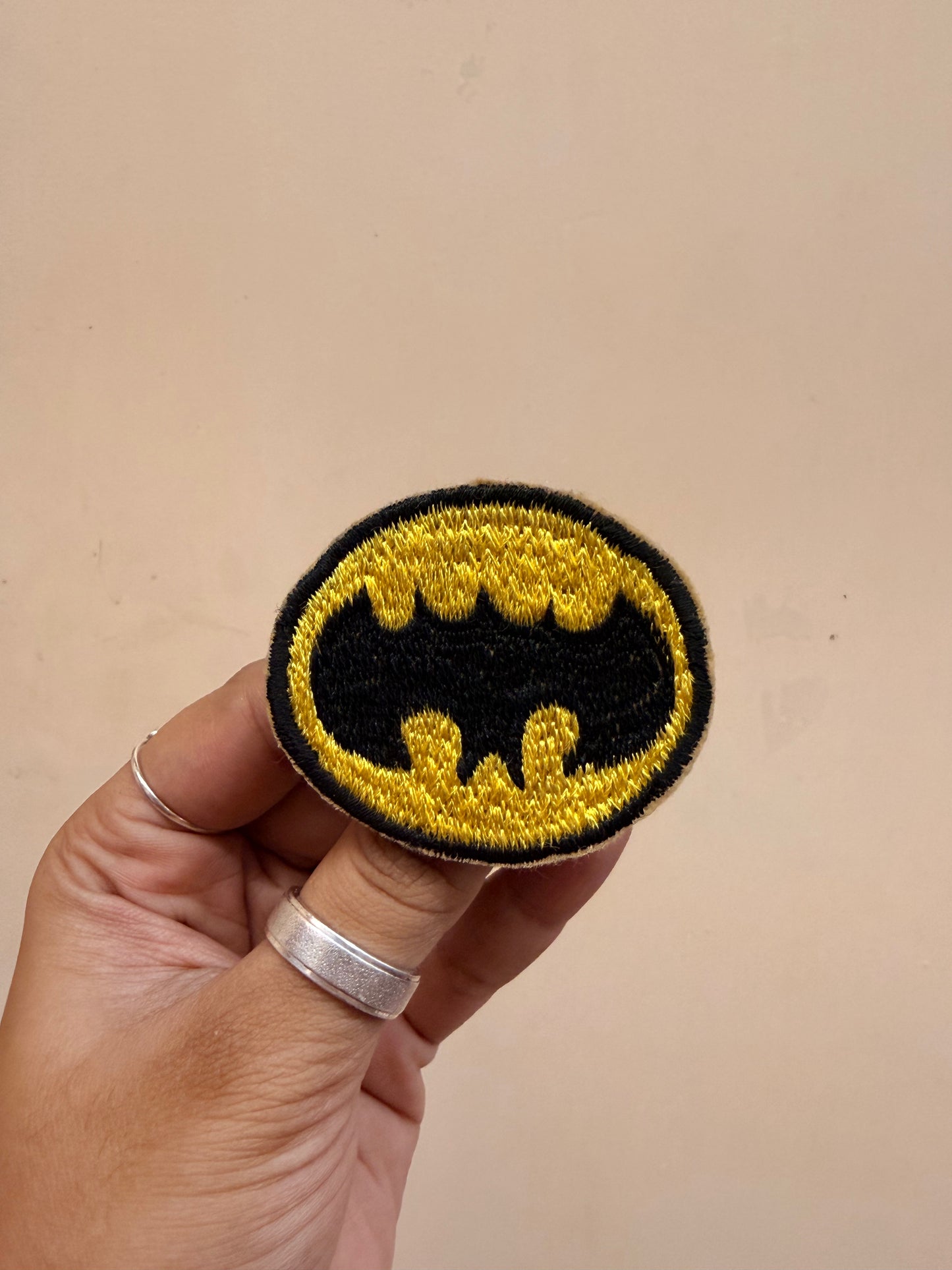 Batman Logo Embroidered Brooch front