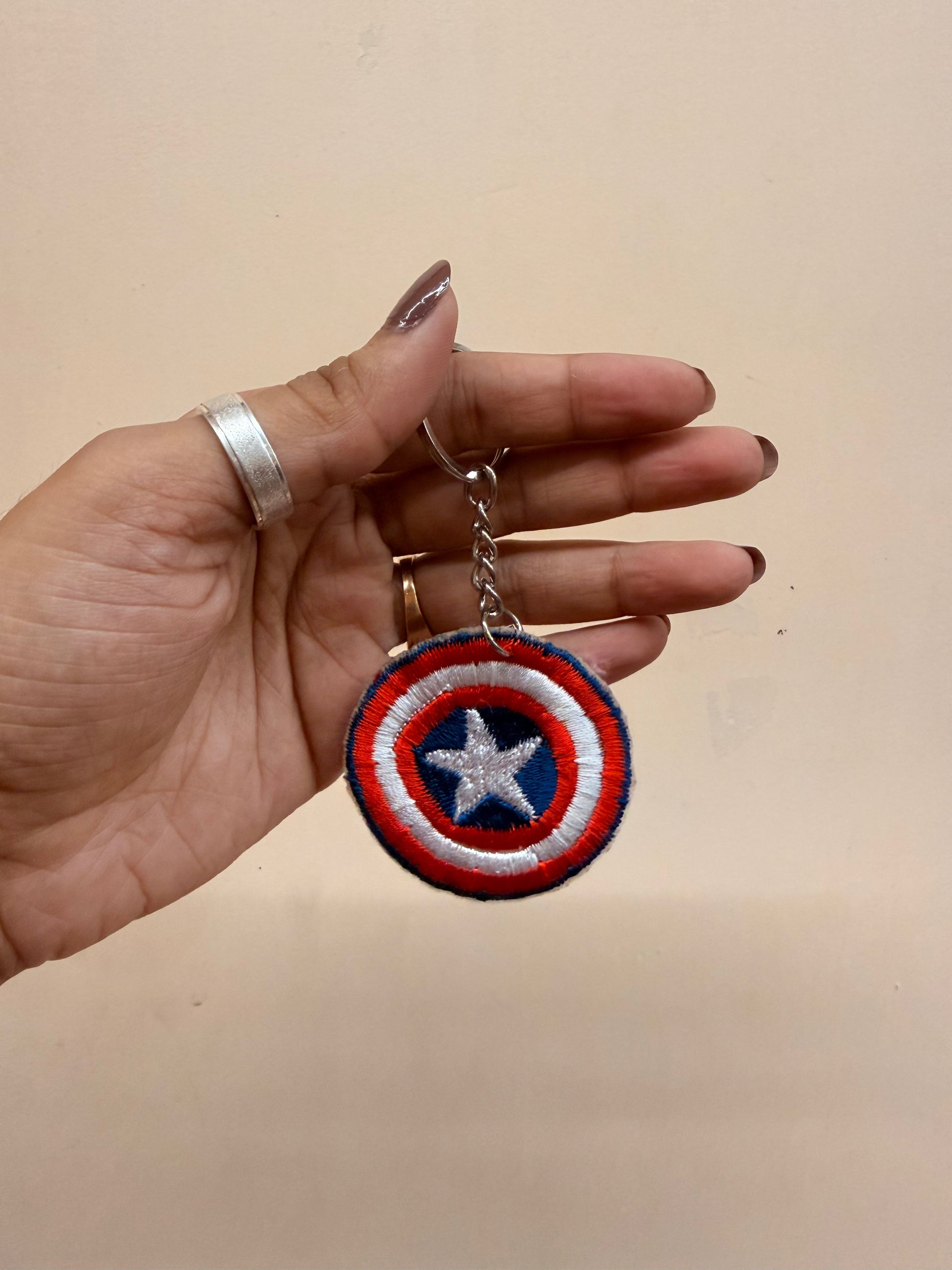 Captain America Shield Embroidered Key Ring