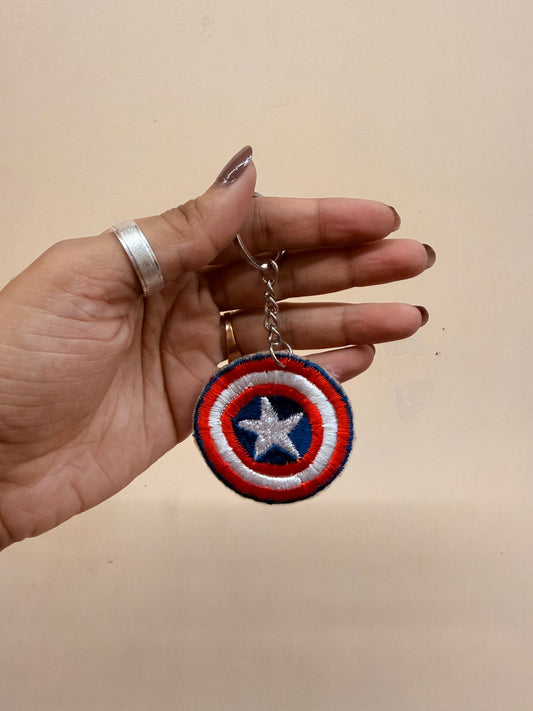Captain America Shield Embroidered Key Ring
