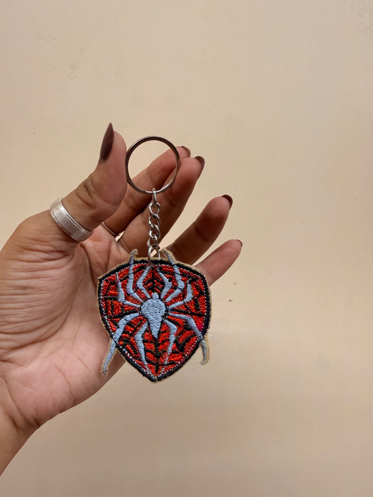 Spider Logo Embroidered Key Ring