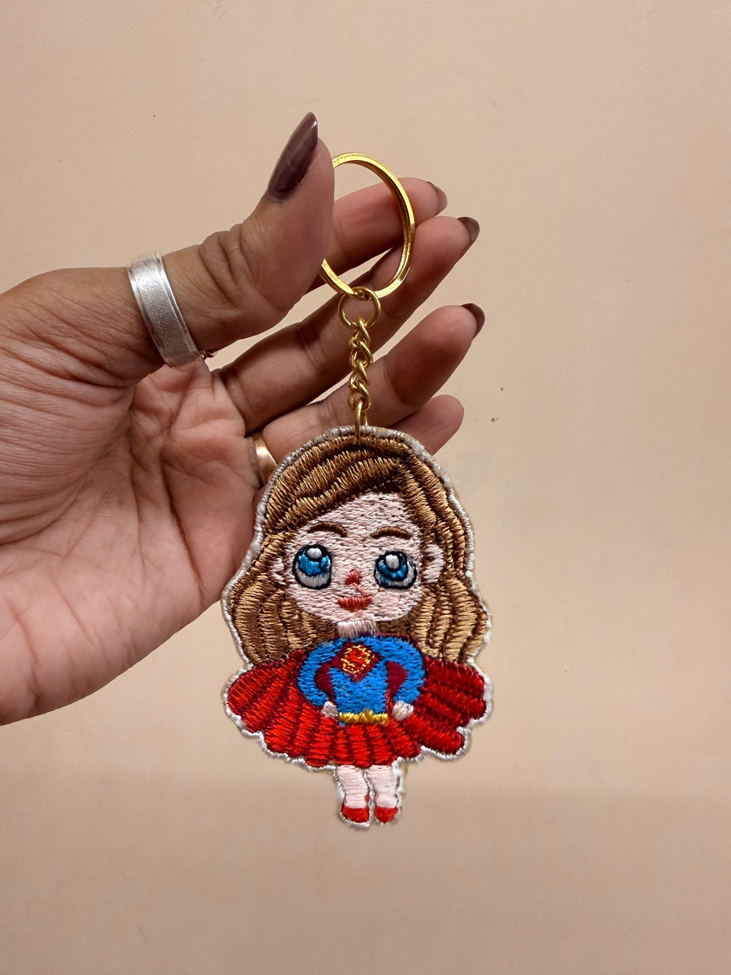 Supergirl Chibi Embroidered Key Ring