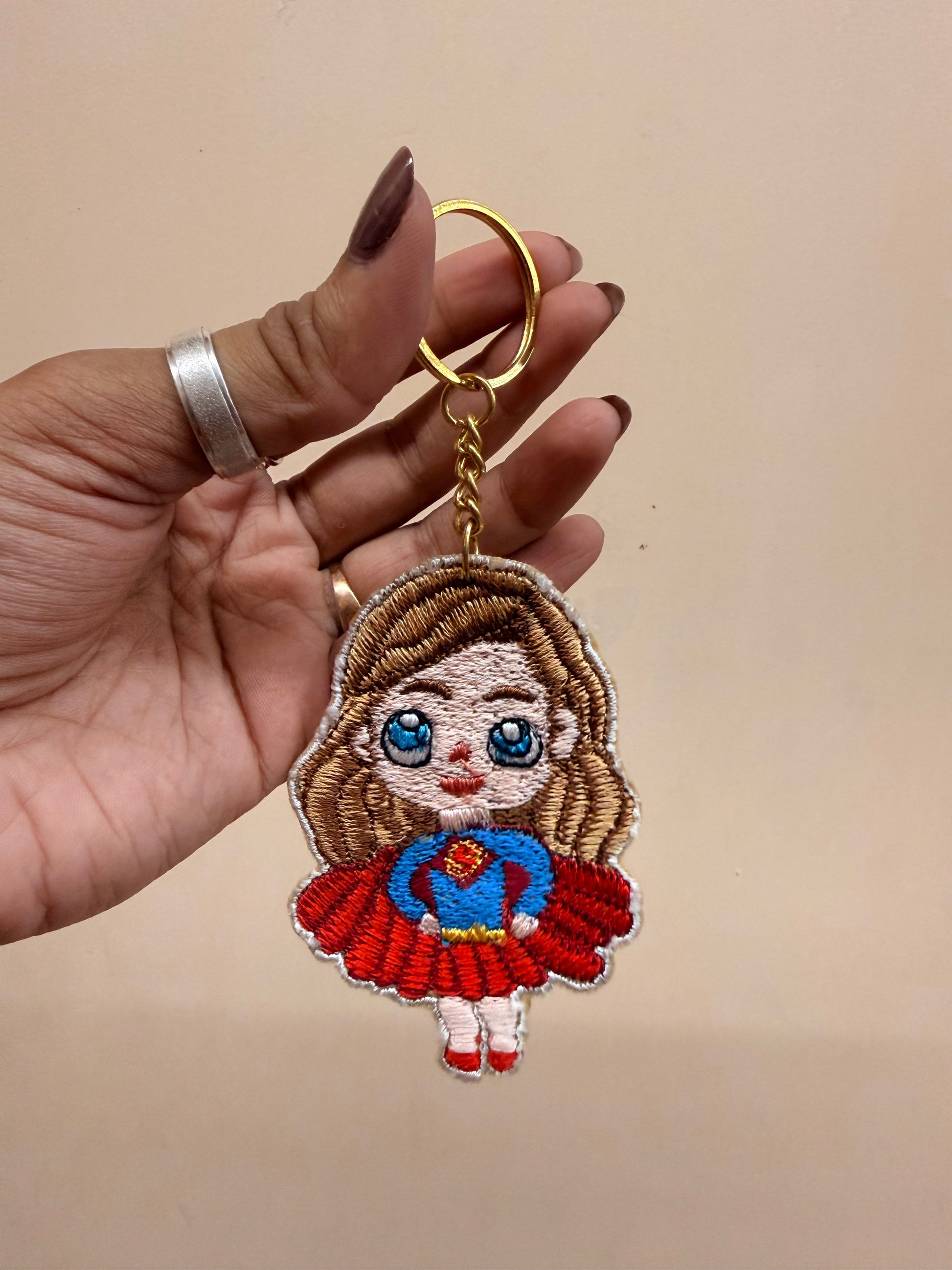 Supergirl Chibi Embroidered Key Ring