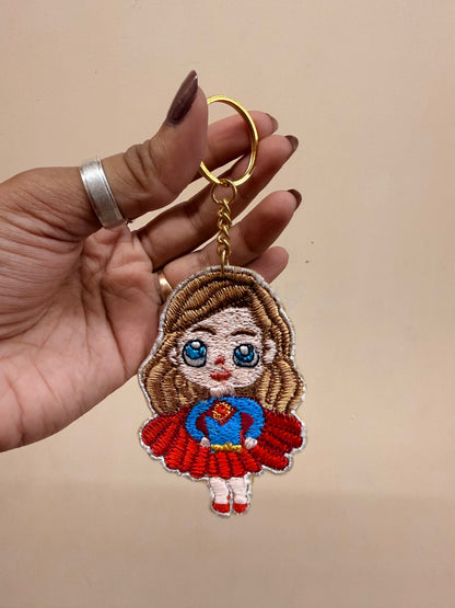 Supergirl Chibi Embroidered Key Ring