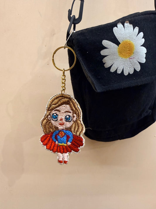 Supergirl Chibi Embroidered Key Ring