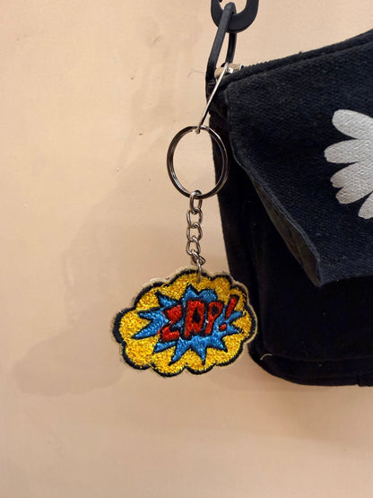 Zap Comic Embroidered Key Ring
