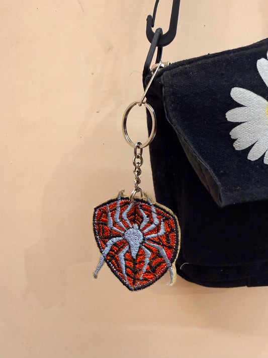 Spider Logo Embroidered Key Ring