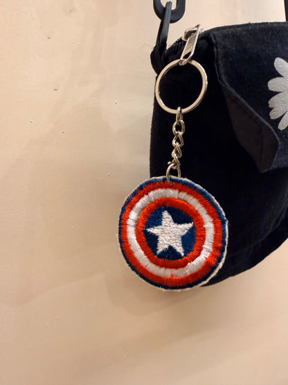 Captain America Shield Embroidered Key Ring