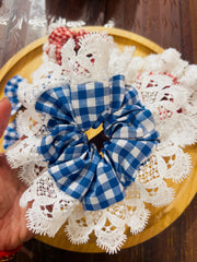 Scrunchies In Checks With Lace