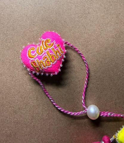 Heart Lumba Rakhi Set - Pink & Yellow image 3