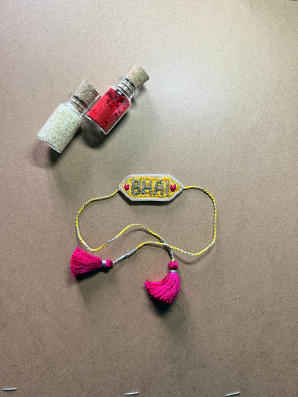 Bhai Embroidered Rakhi - Gold Tag image 2