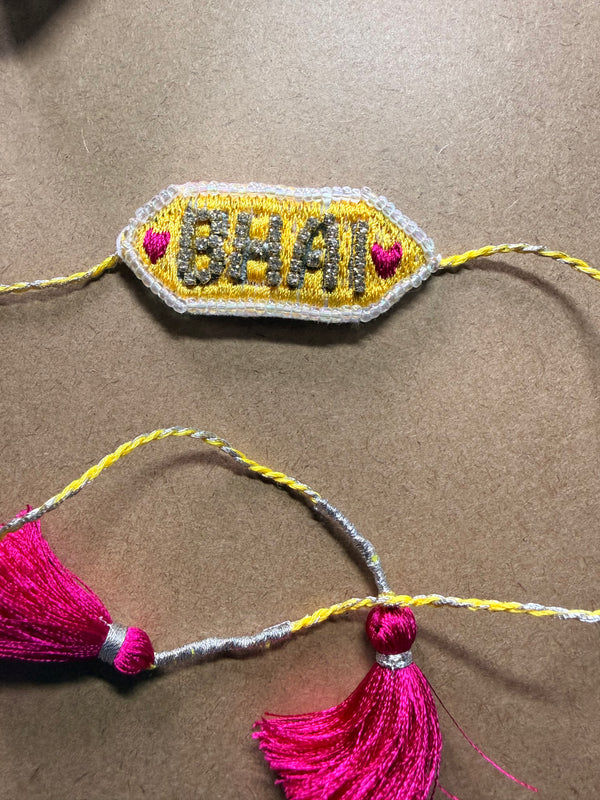 Bhai Embroidered Rakhi - Gold Tag image 3