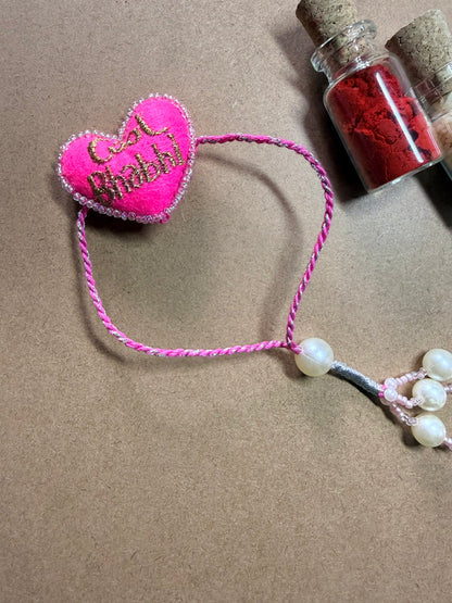 Pink Heart Beaded Rakhi image 3