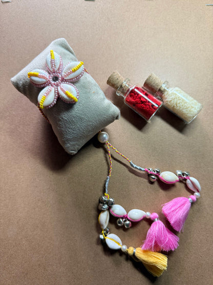 Floral Shell & Bead Rakhi image 1