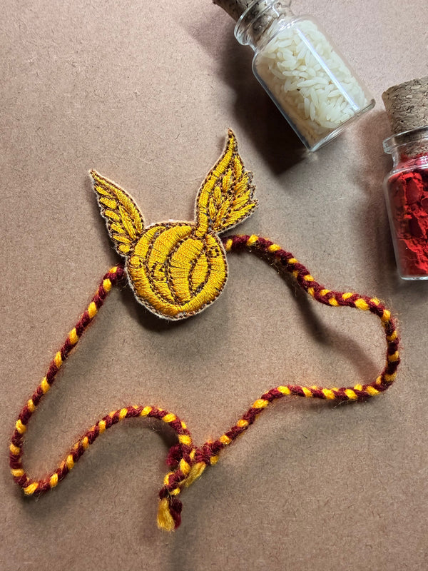 Golden Snitch Embroidered Rakhi image 3