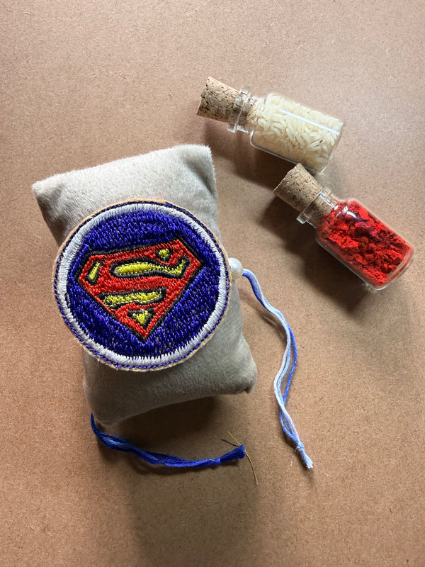 Superman Logo Embroidered Rakhi image 1