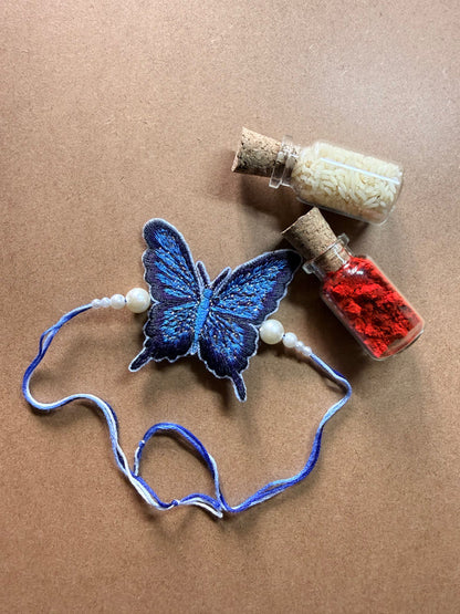 Blue Butterfly Embroidered Rakhi image 2
