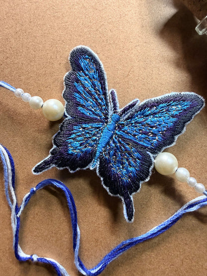 Blue Butterfly Embroidered Rakhi image 3