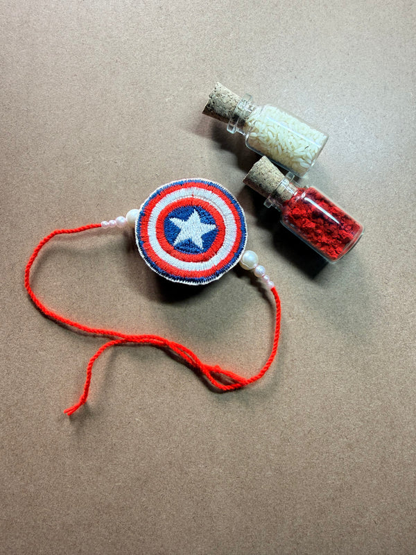 Captain America Shield Embroidered Rakhi image 2