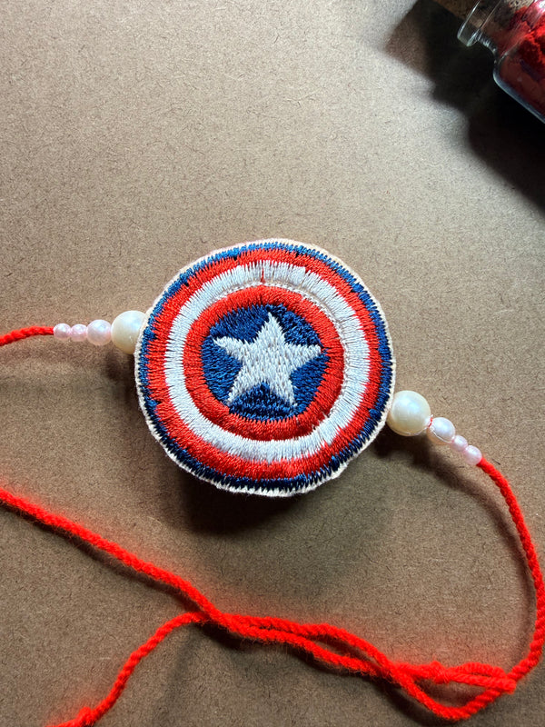 Captain America Shield Embroidered Rakhi image 3