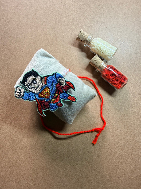 Superman Figure Embroidered Rakhi image 1