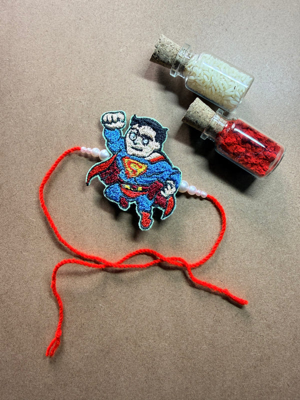 Superman Figure Embroidered Rakhi image 2