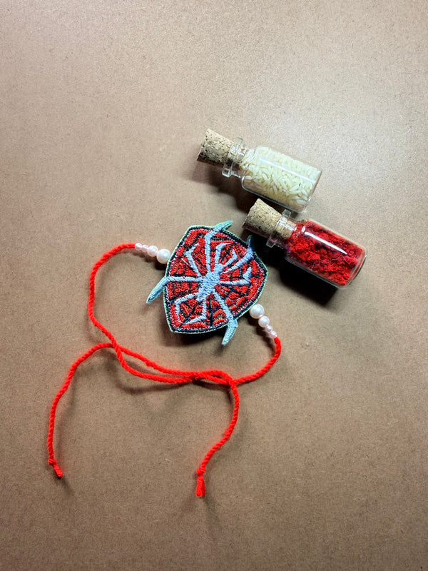 Spider-Man Red Web Embroidered Rakhi image 2