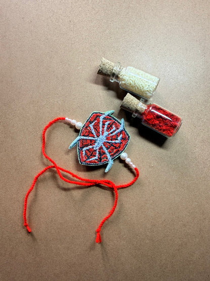 Spider-Man Red Web Embroidered Rakhi image 3
