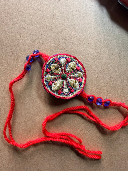 Red Mandala Disc Rakhi image 1
